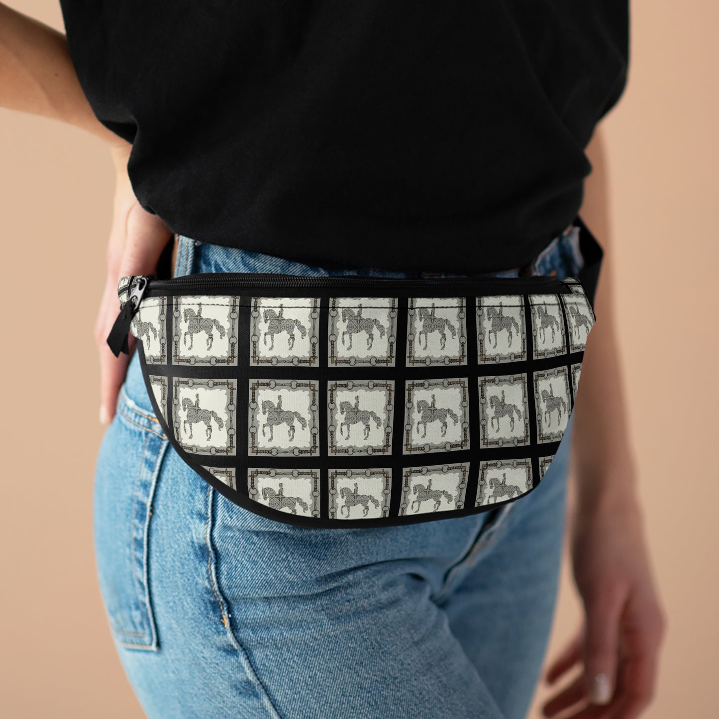 Dressage Art Style Treat Bag Fanny Pack Polyester -Leather Available. Horse Lover Gift