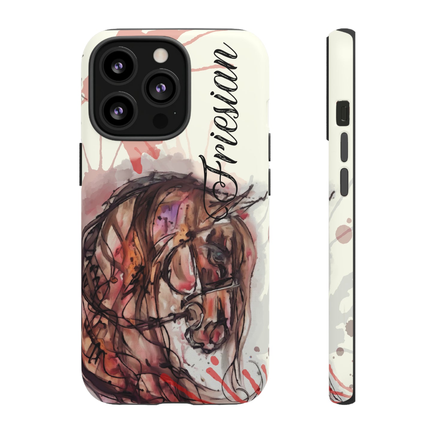 Friesian Watercolor Flower crown Horse Horse Lover Gift Study Tough Case Phone Case.