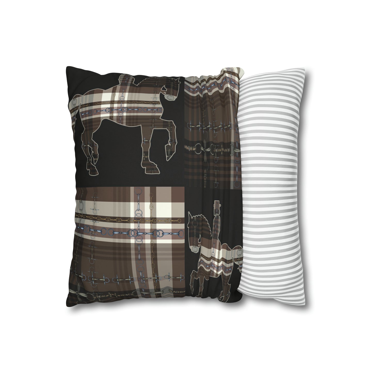 Piaffe Plaid Dressage Double sided equestrian bit pattern Polyester PILLOW CASE Pillow Cover 24x24