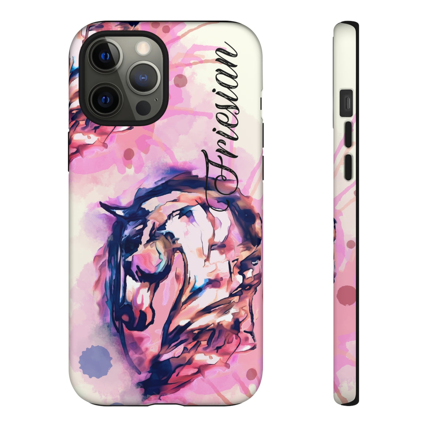 Friesian Watercolor Flower crown Horse Horse Lover Gift Study Tough Case Phone Case.