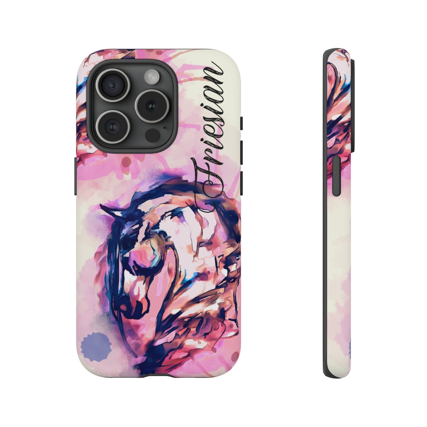 Friesian Watercolor Flower crown Horse Horse Lover Gift Study Tough Case Phone Case.