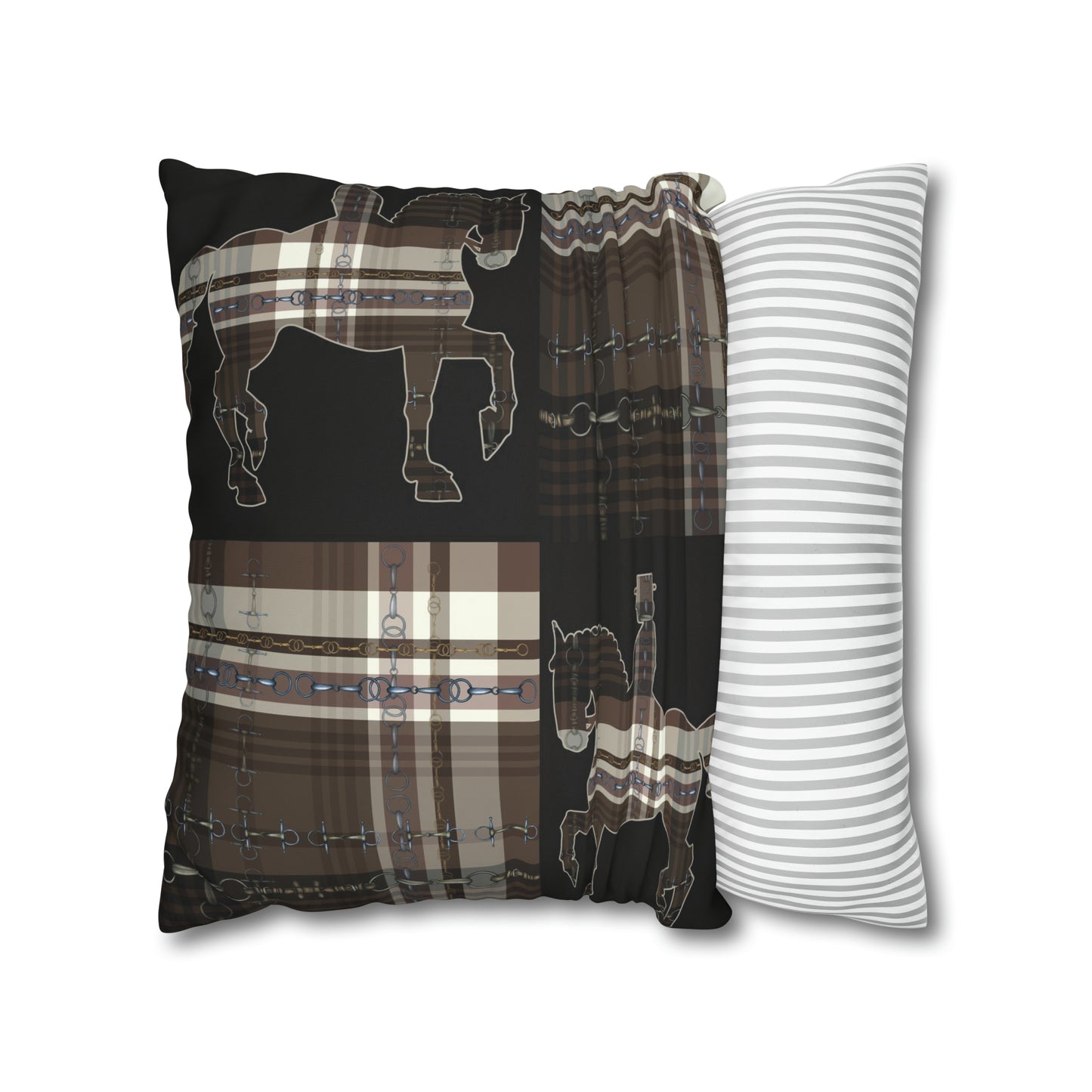 Piaffe Plaid Dressage Double sided equestrian bit pattern Polyester PILLOW CASE Pillow Cover 24x24