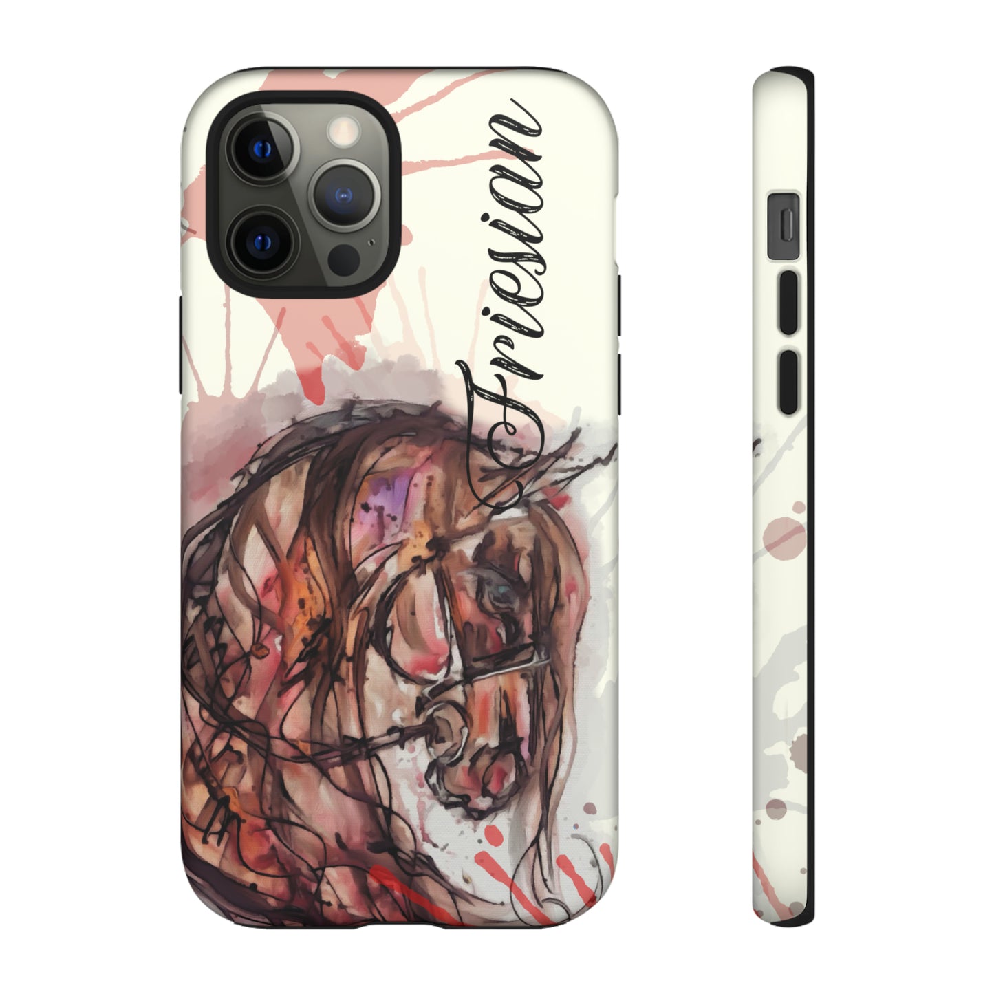Friesian Watercolor Flower crown Horse Horse Lover Gift Study Tough Case Phone Case.