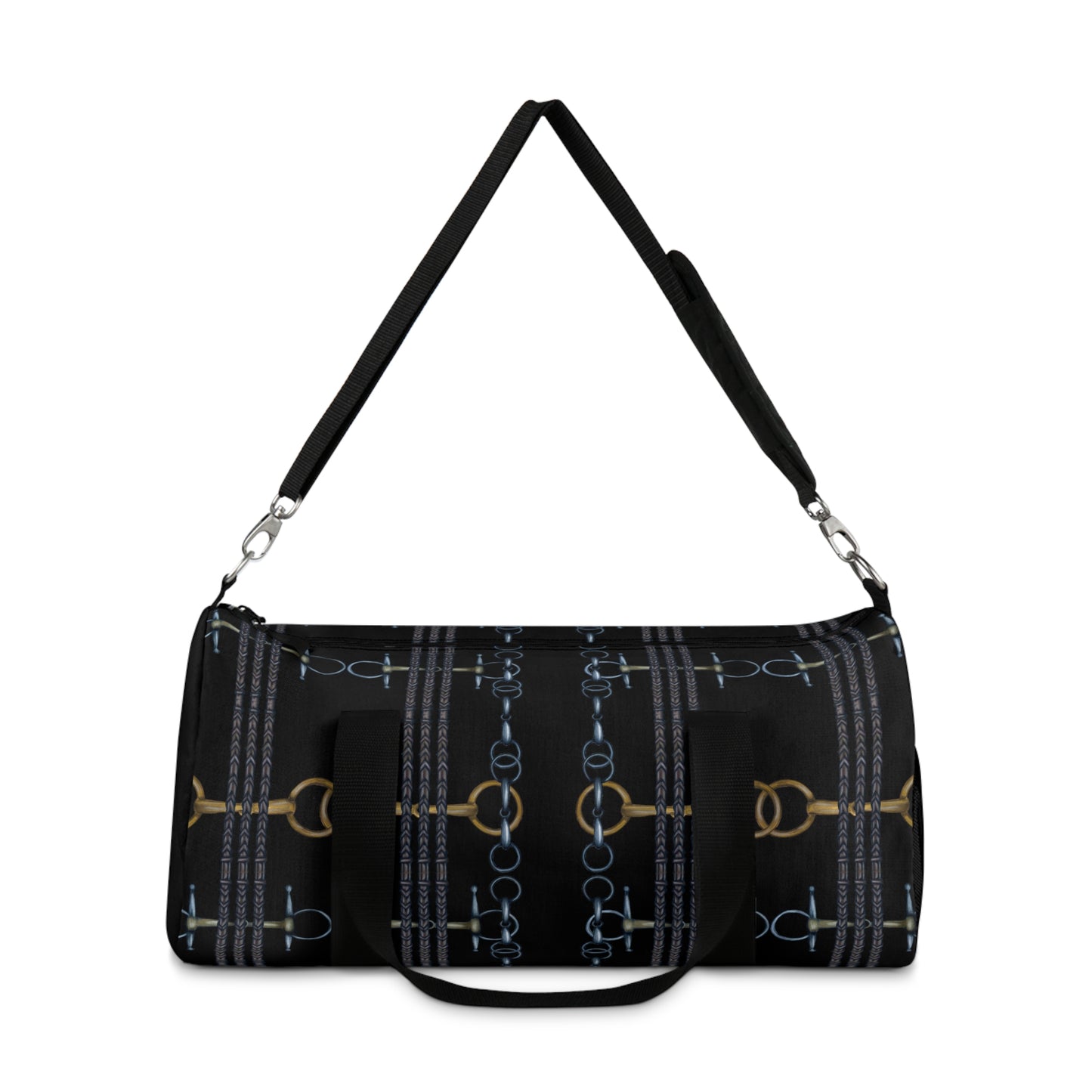 Reins and Bits Pattern Black Duffel Bag