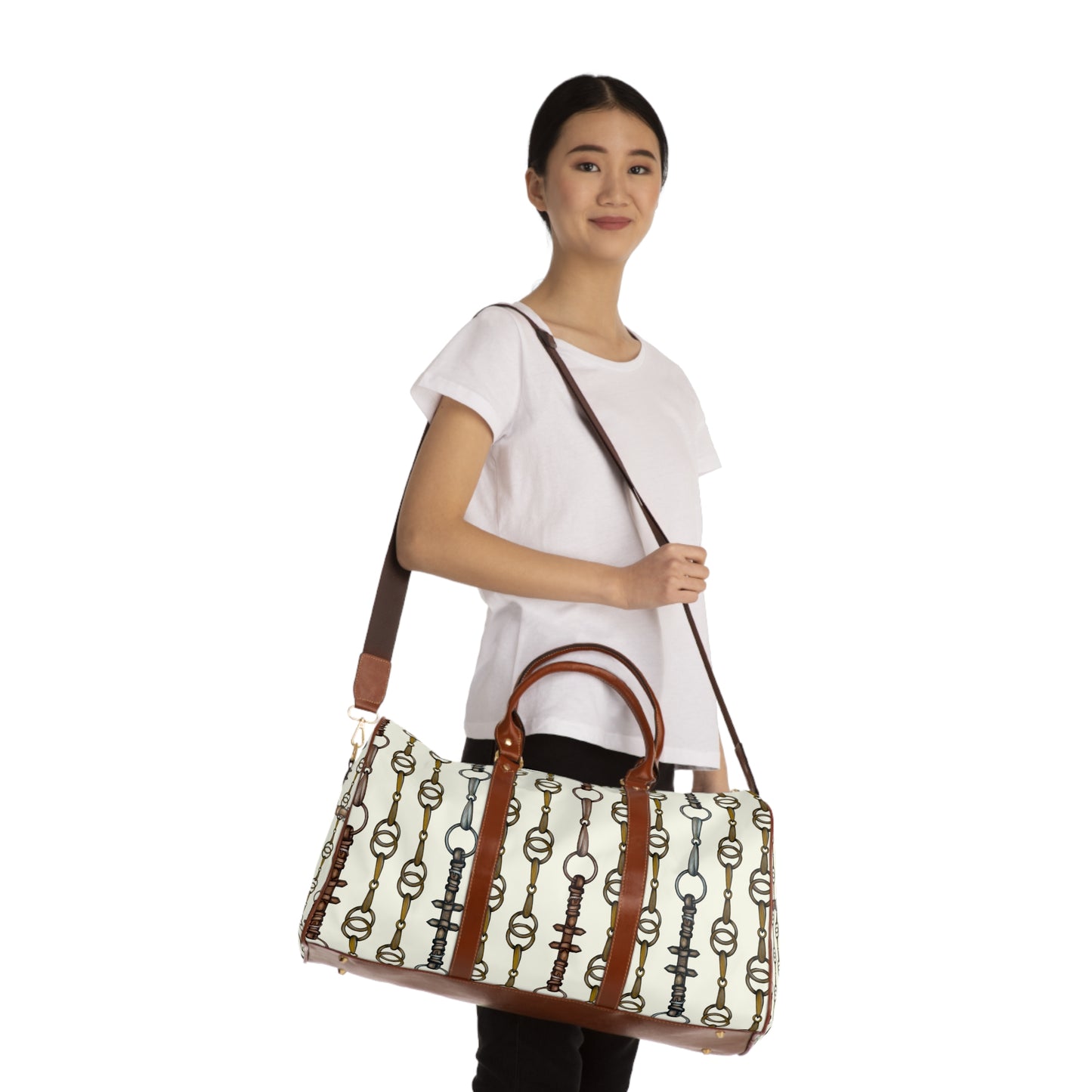 Snaffle Bit and Reins Design Waterproof Travel Bag