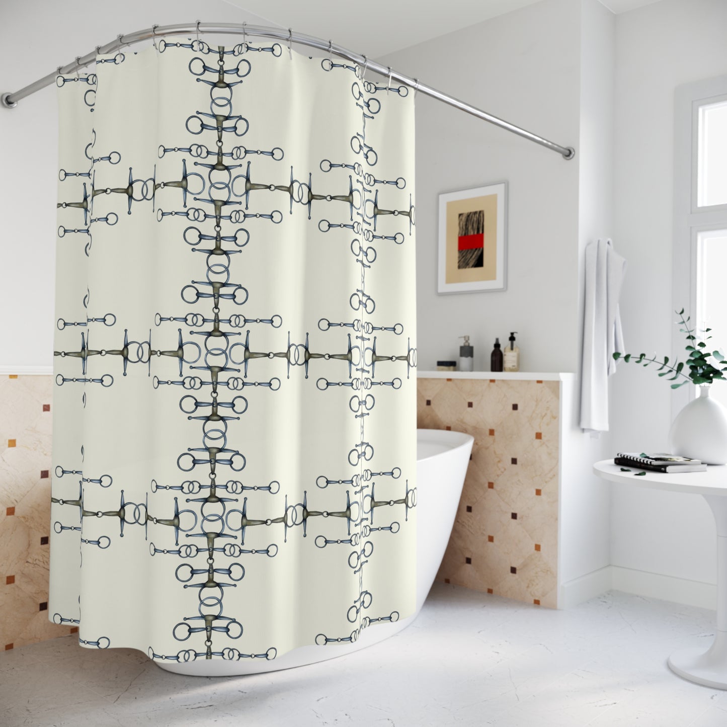 Bit Motif Polyester Shower Curtain My original Art Work Printed on a shower Curtain