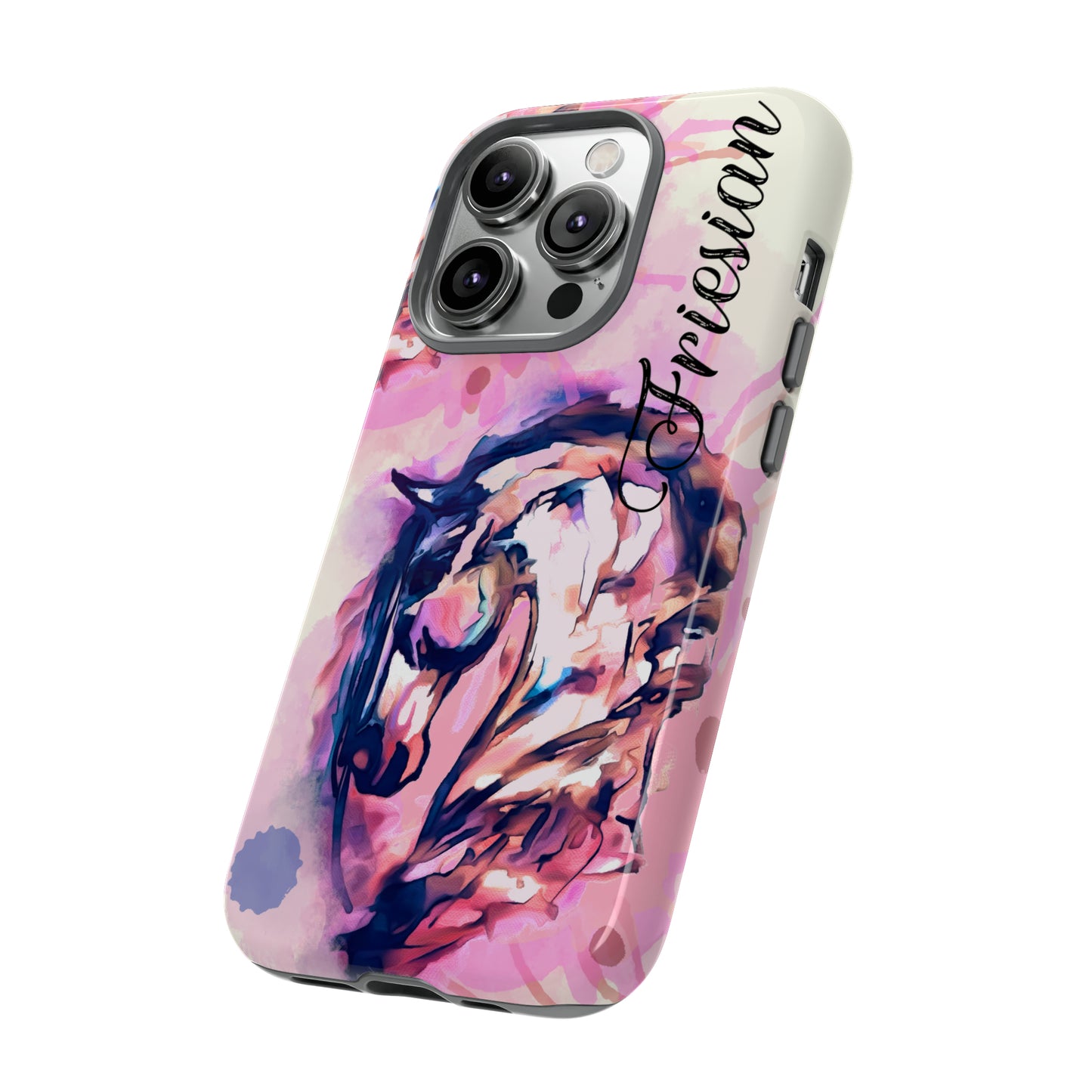 Friesian Watercolor Flower crown Horse Horse Lover Gift Study Tough Case Phone Case.