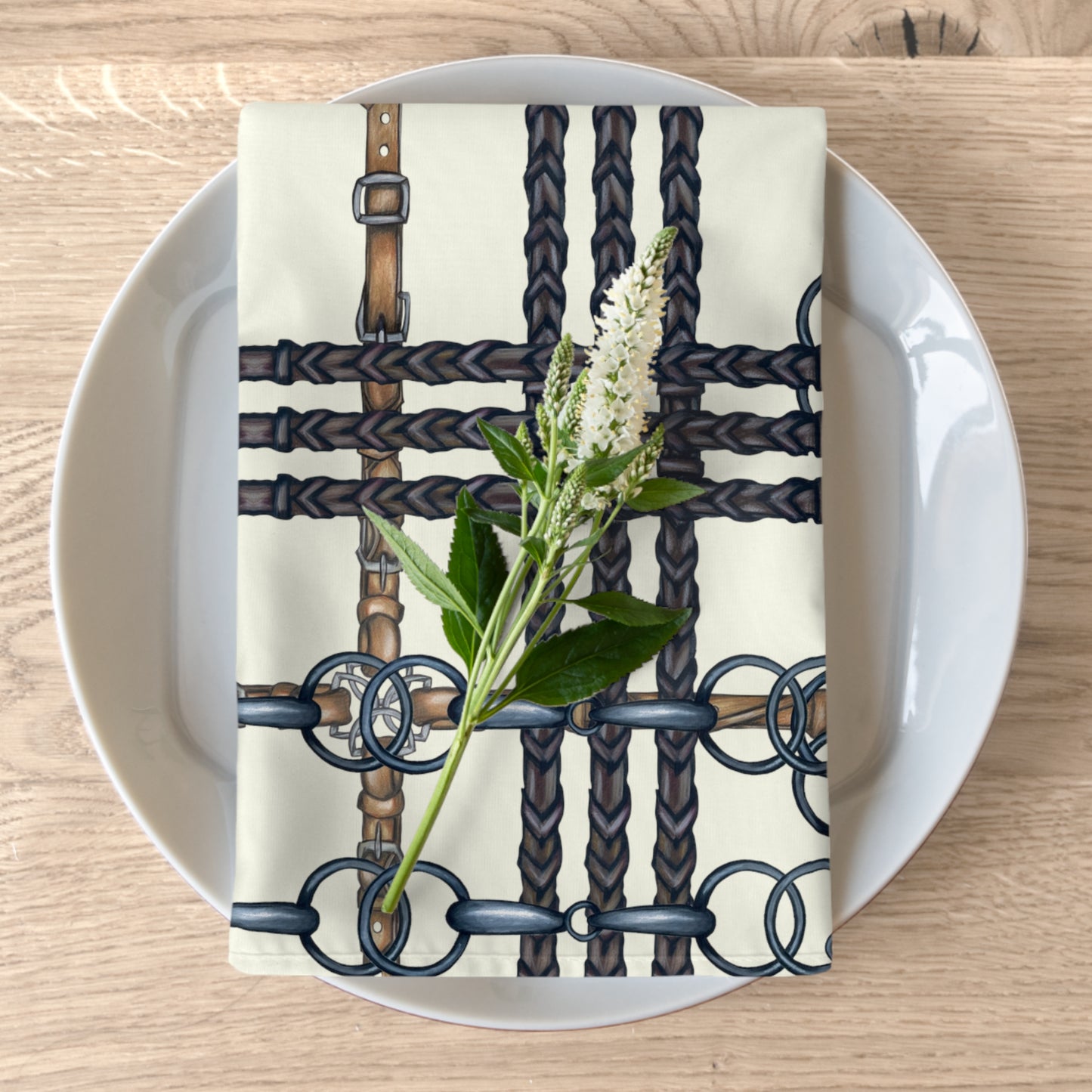 Equestrian Snaffle Bit Ivory Napkins (Set of 4)