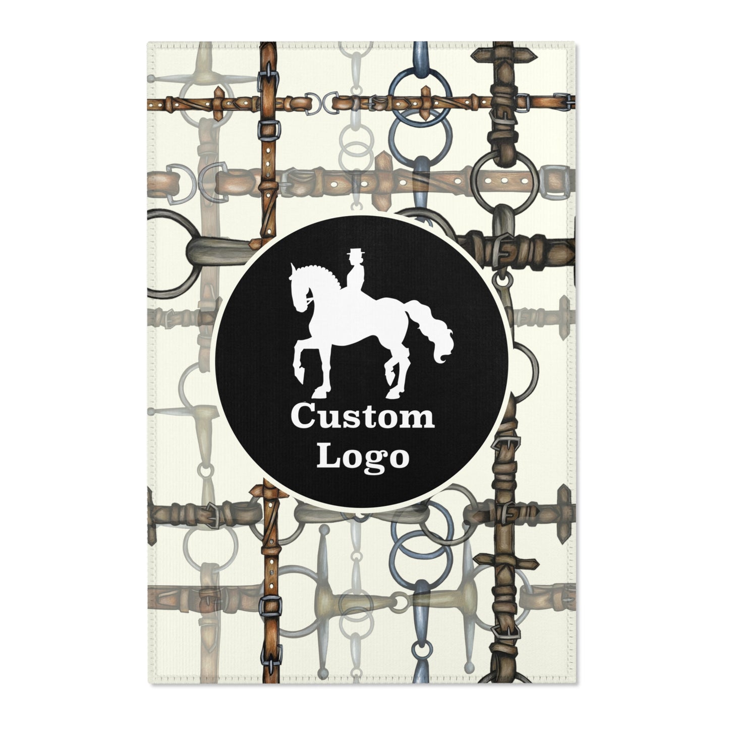 Customizable Chaos Bit Ivory Linear Bit Area Rug