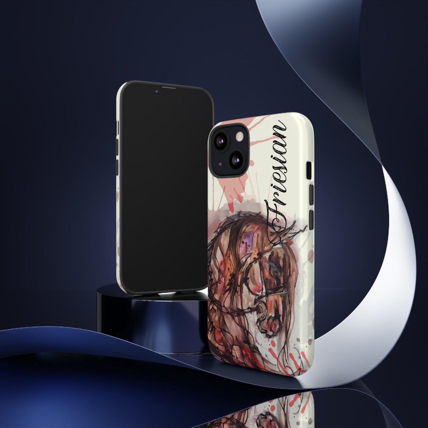 Friesian Watercolor Flower crown Horse Horse Lover Gift Study Tough Case Phone Case.