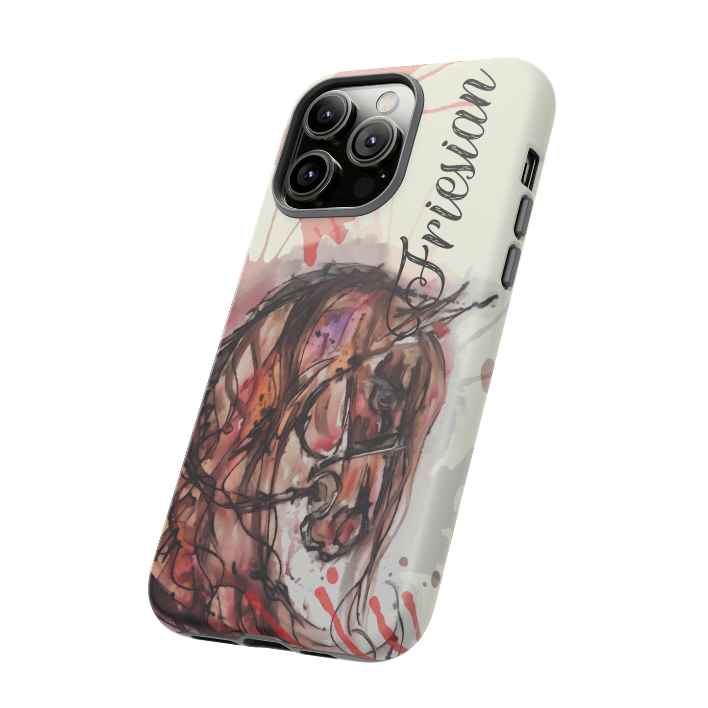 Friesian Watercolor Flower crown Horse Horse Lover Gift Study Tough Case Phone Case.