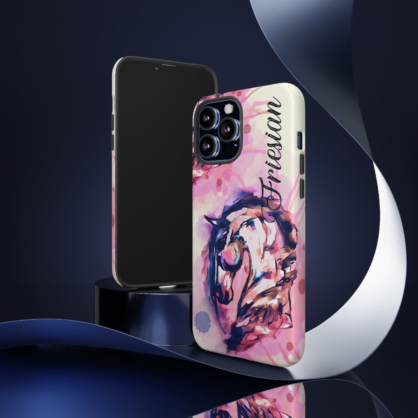 Friesian Watercolor Flower crown Horse Horse Lover Gift Study Tough Case Phone Case.