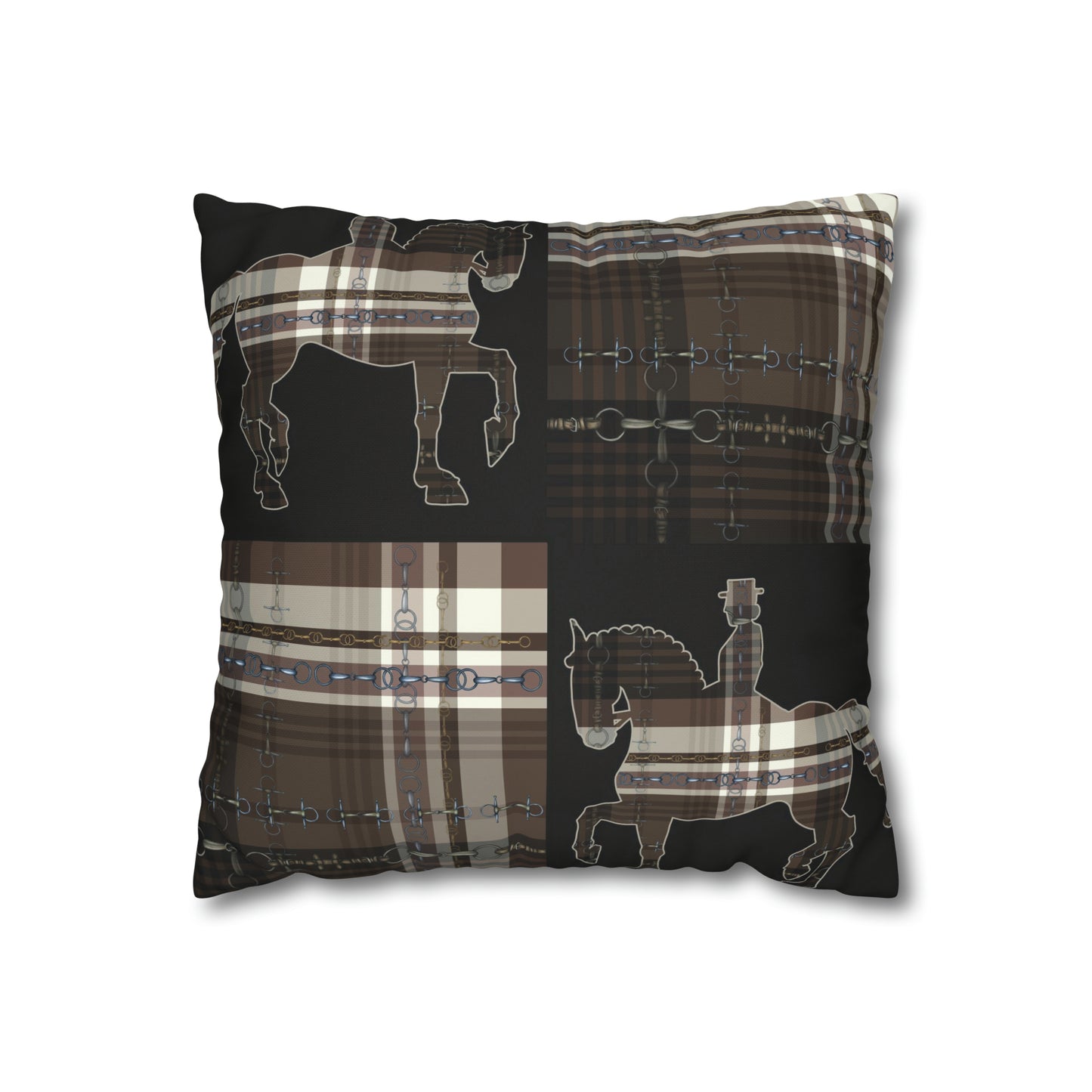 Piaffe Plaid Dressage Double sided equestrian bit pattern Polyester PILLOW CASE Pillow Cover 24x24