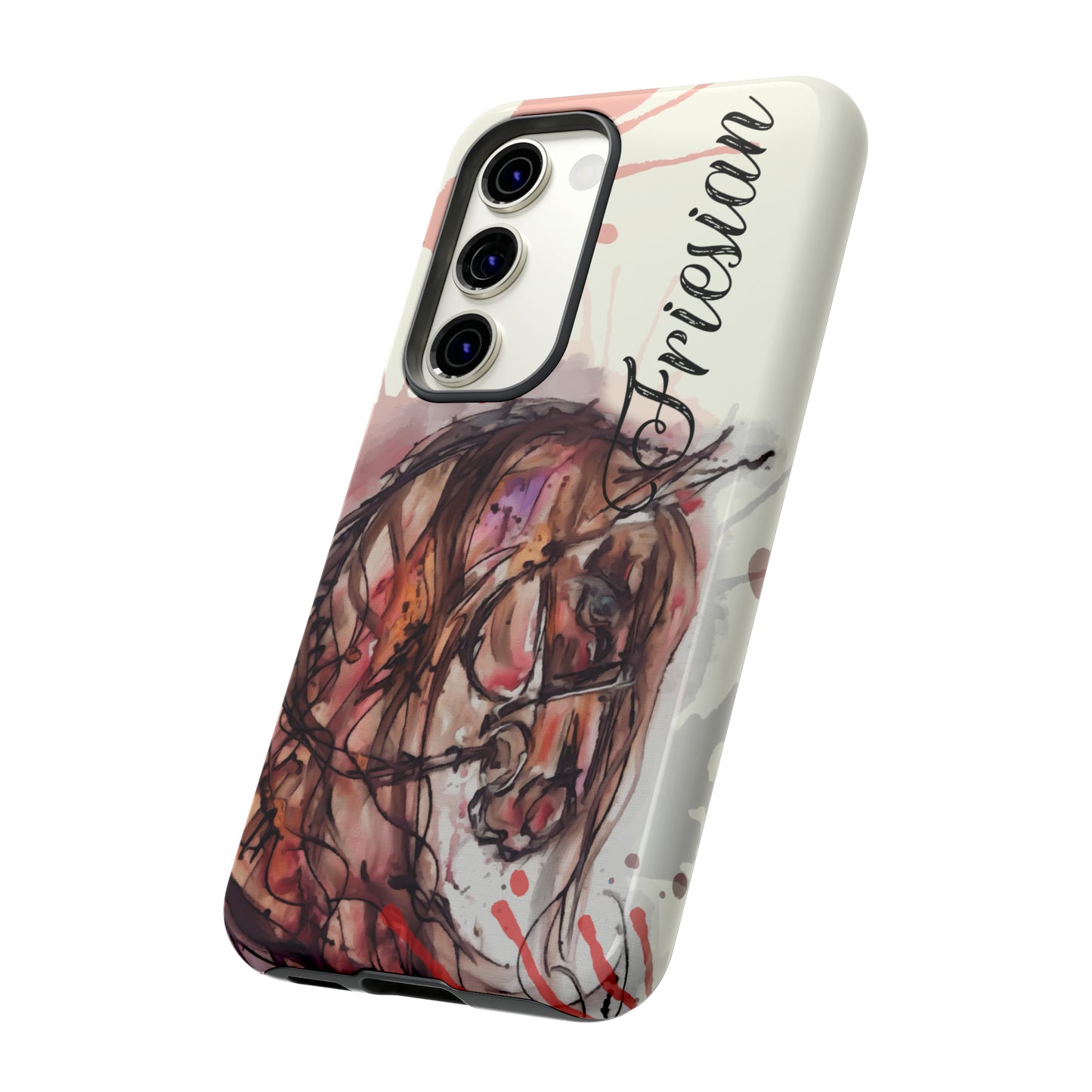 Friesian Watercolor Flower crown Horse Horse Lover Gift Study Tough Case Phone Case.