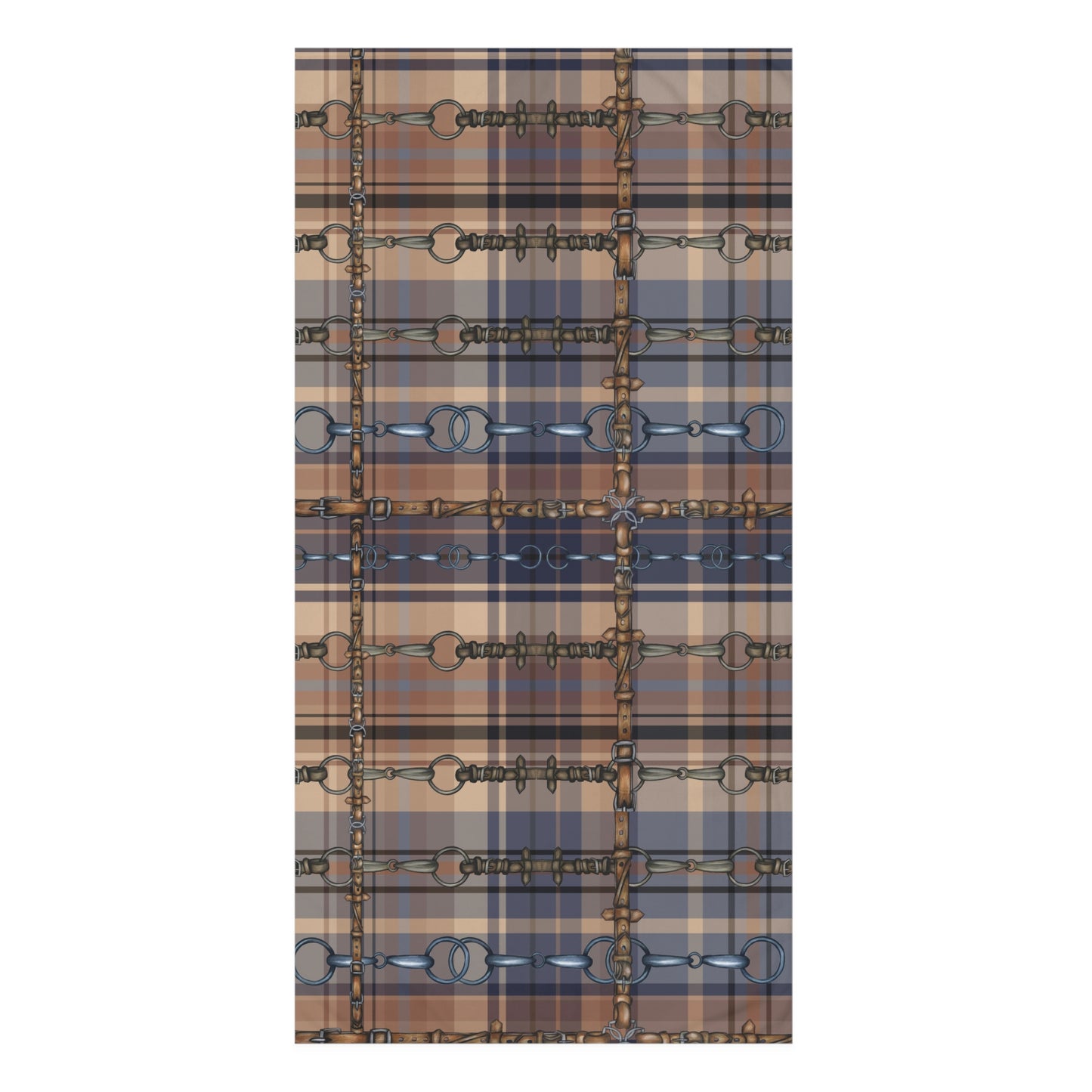 Blue Plaid with my snaffle Bit and reins Artwork Horse Luxury Bath Towel