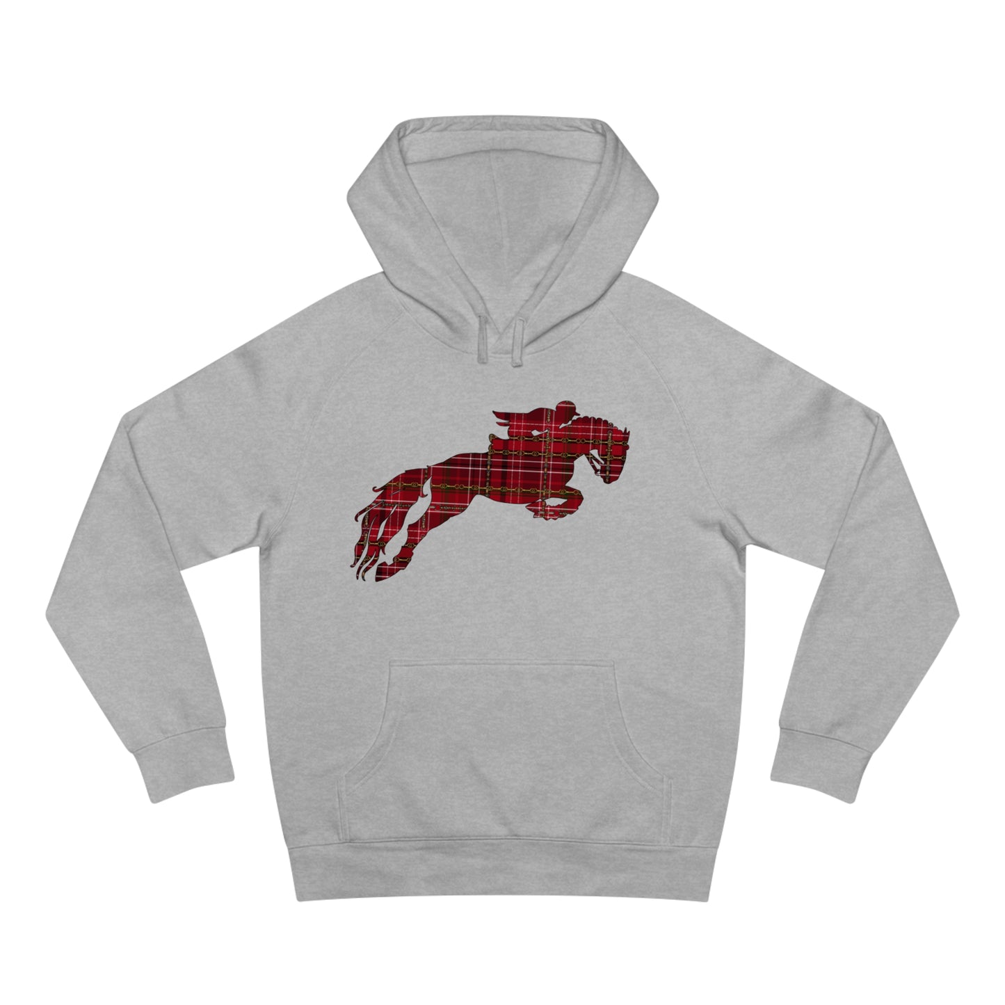 Christmas Jumping Horse Plaid "Oh What fun it is to ride" Dressage Unisex Supply Hoodie