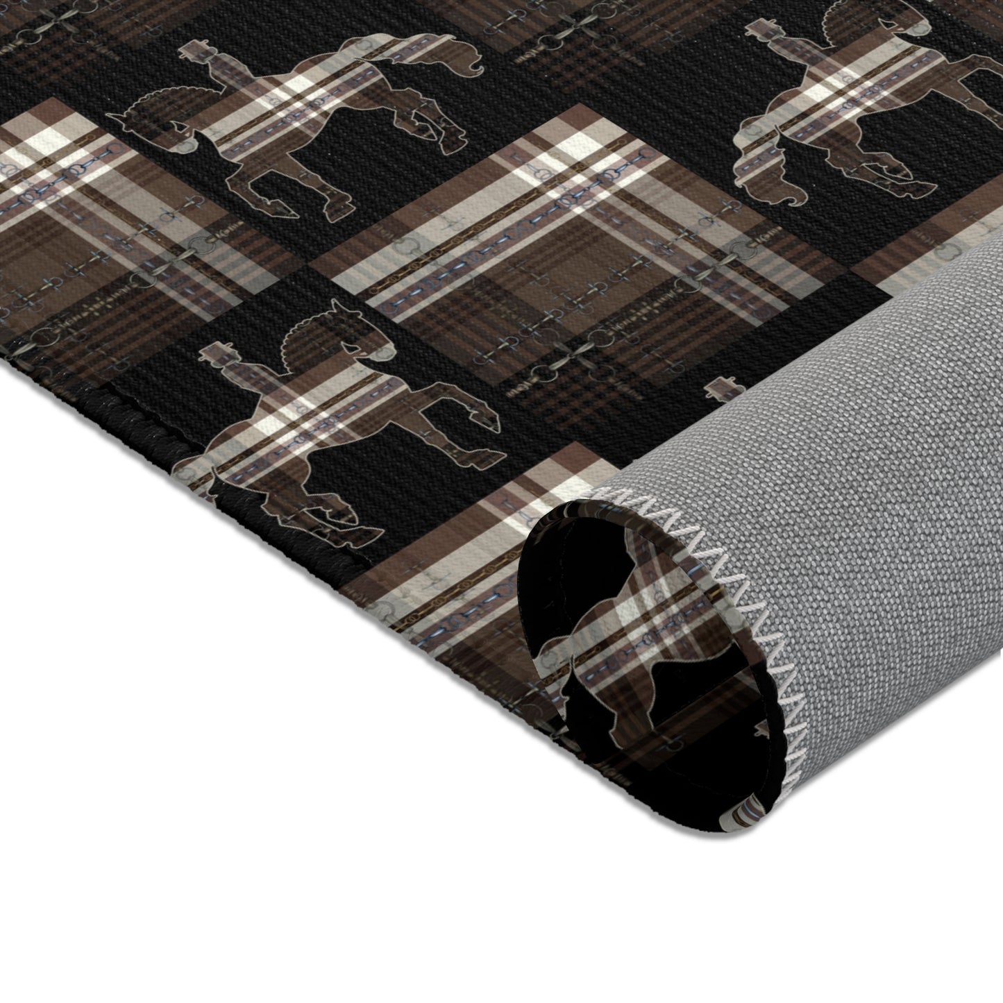 Dressage Piaffe snaffle Bit Plaid Rug - Show Stall Mat - Tack Room Rug - Horse Lovers Gift - Practice your Test Dressage Rug