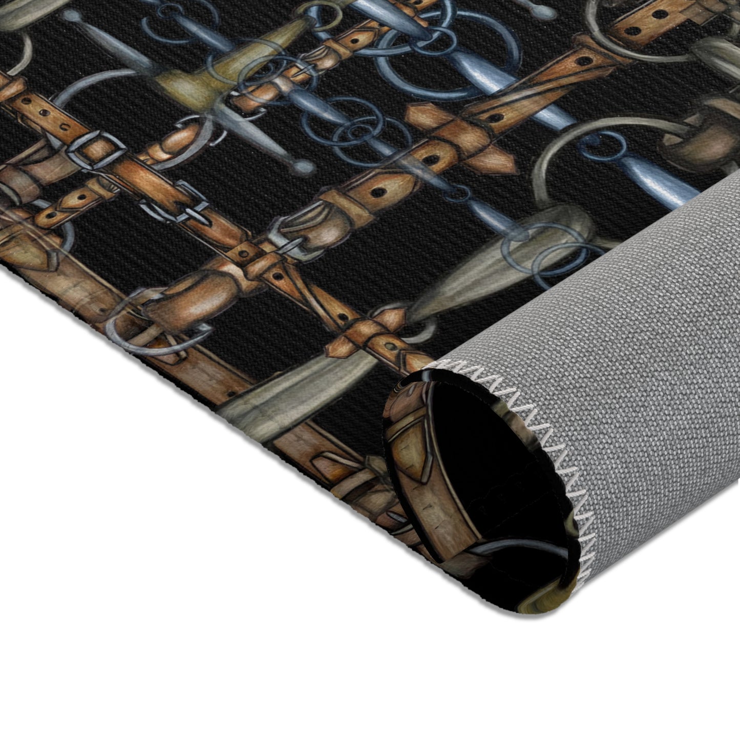 Equestrian Snaffle Bit Pattern Area Rug - Show Stall Mat - Tack Room Rug - Horse Lovers Gift