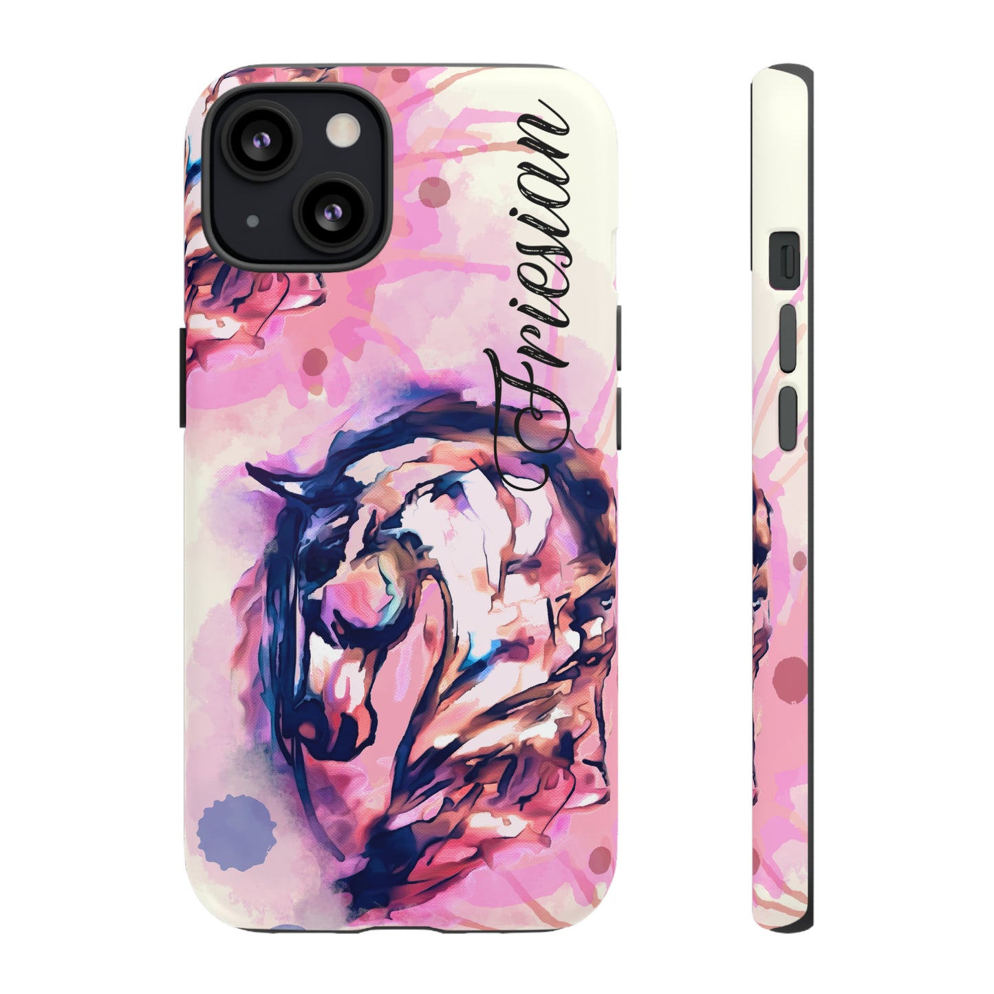 Friesian Watercolor Flower crown Horse Horse Lover Gift Study Tough Case Phone Case.