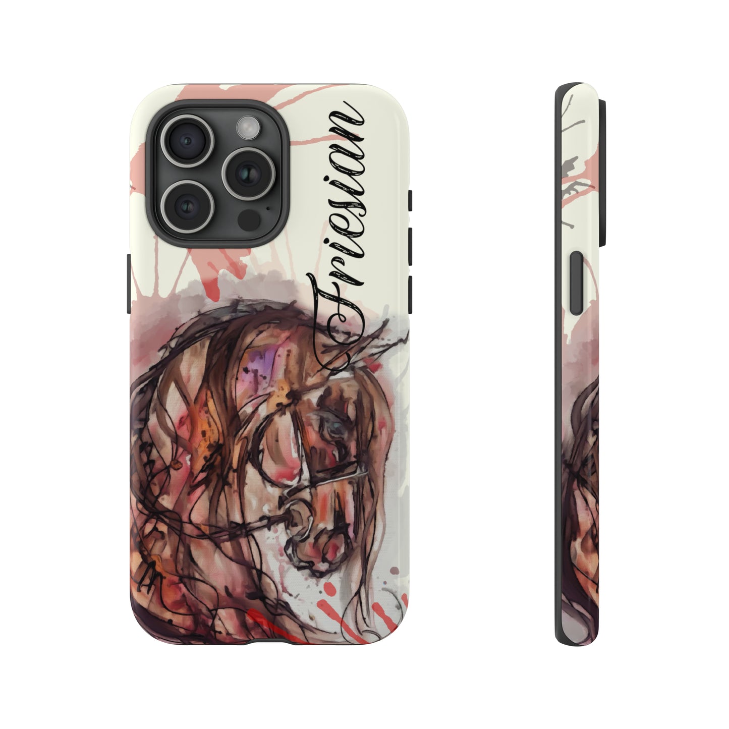 Friesian Watercolor Flower crown Horse Horse Lover Gift Study Tough Case Phone Case.
