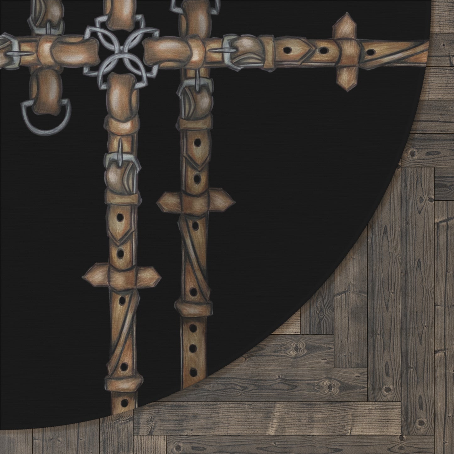 Minimalistic Equestrian Bit Round Rug