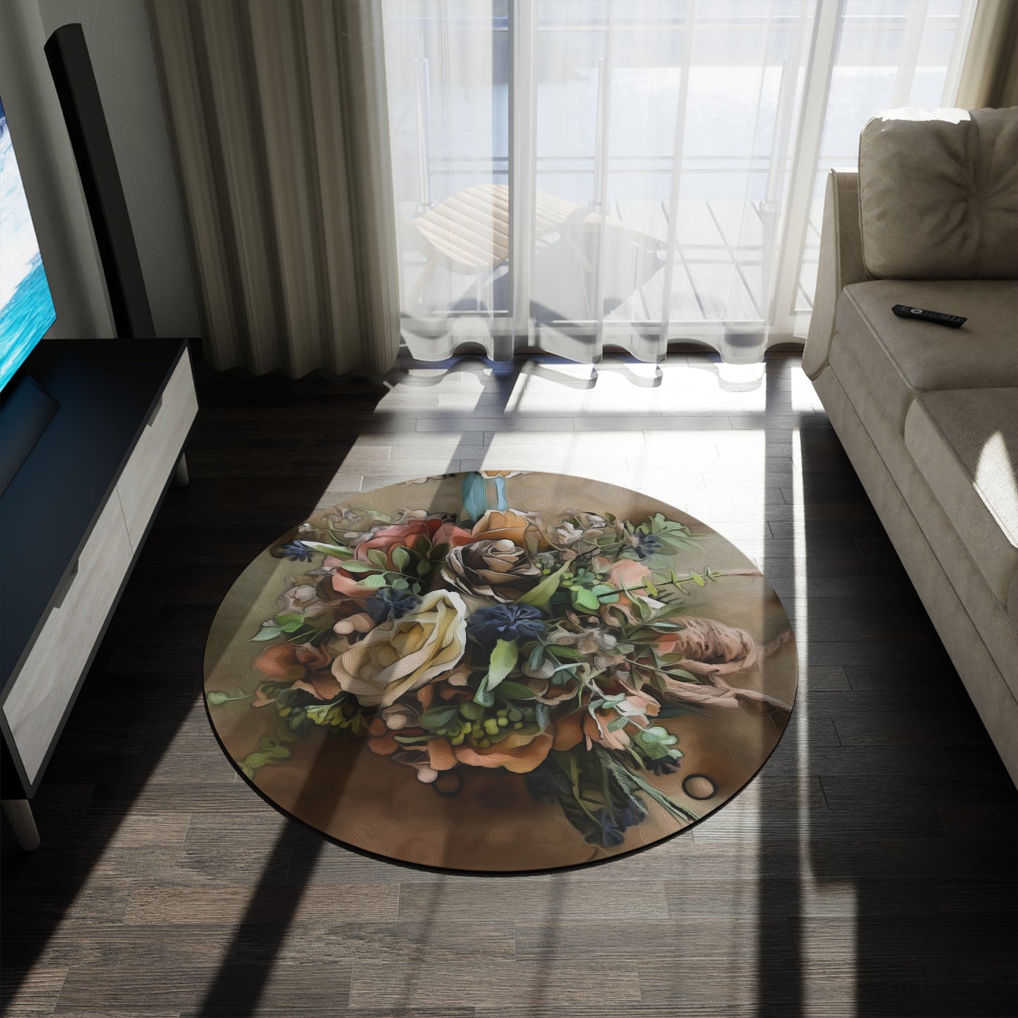 Original Equestrian Art Round Rug. My original Artwork printed on a rug. Home Decor.