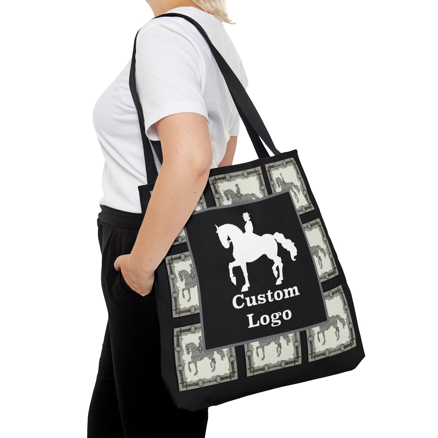 Customizable Dressage Horse Black Tote Bag