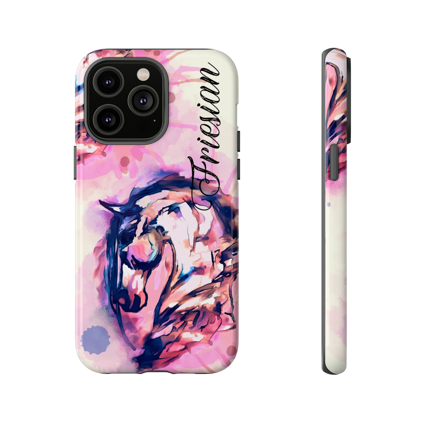 Friesian Watercolor Flower crown Horse Horse Lover Gift Study Tough Case Phone Case.