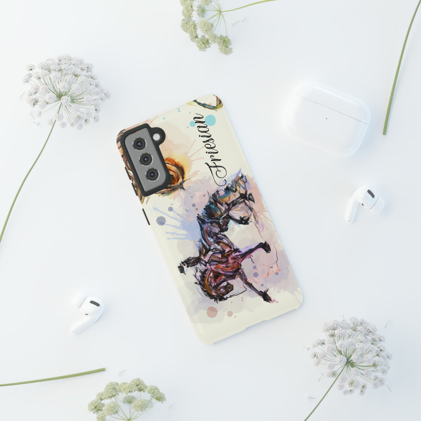 Friesian Watercolor Horse Horse Lover Gift Study Tough Case Phone Case.