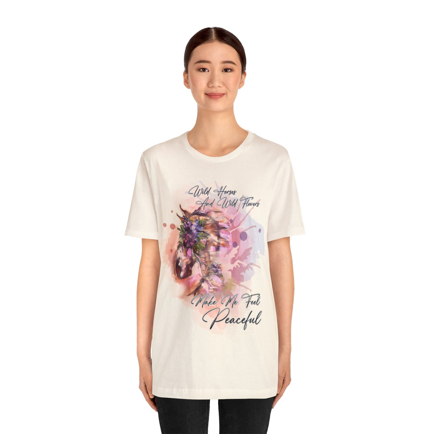 Inspirational Equestrian Horse and Flowers Art Unisex Jersey Short Sleeve Tee