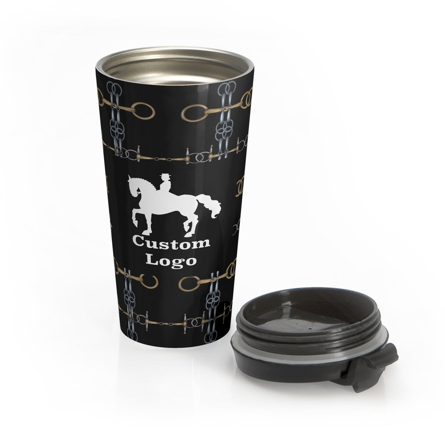 Customizable Black Bit Patten Stainless Steel Travel Mug
