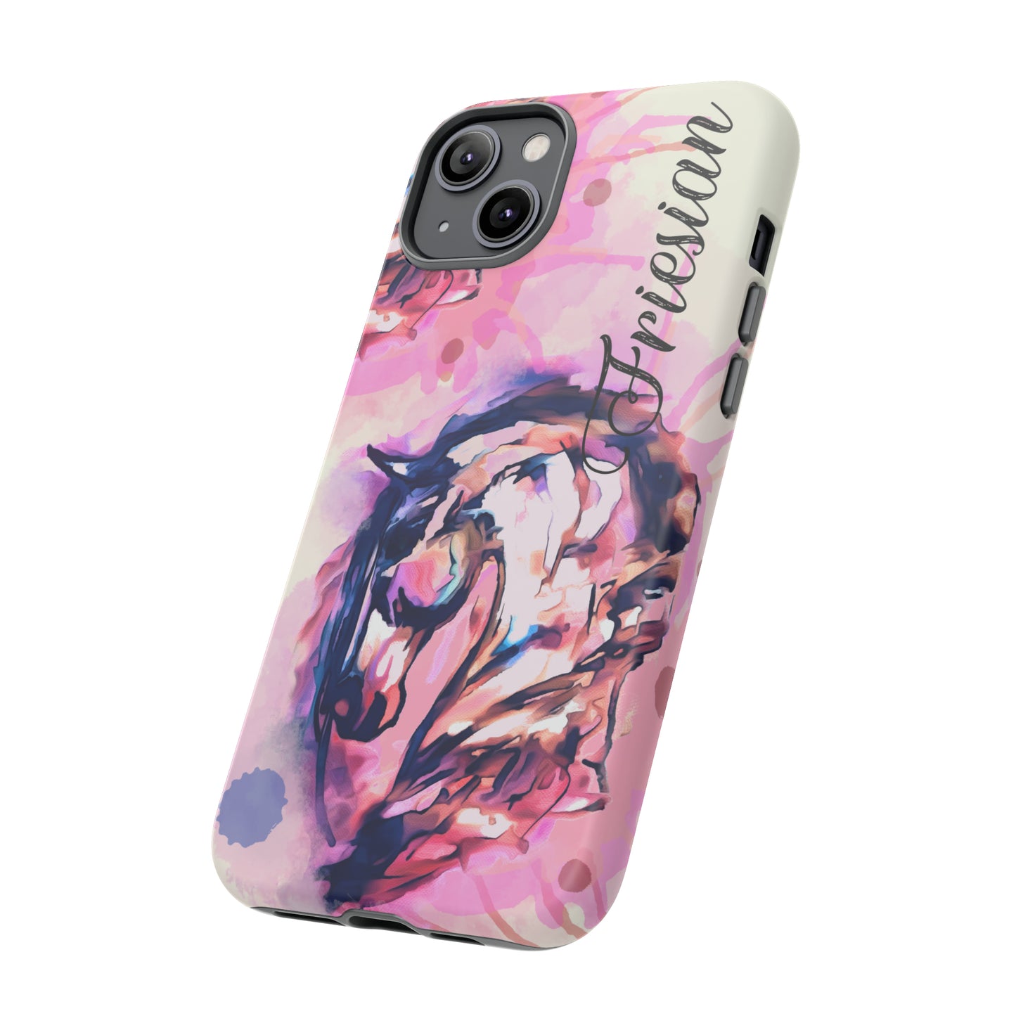 Friesian Watercolor Flower crown Horse Horse Lover Gift Study Tough Case Phone Case.