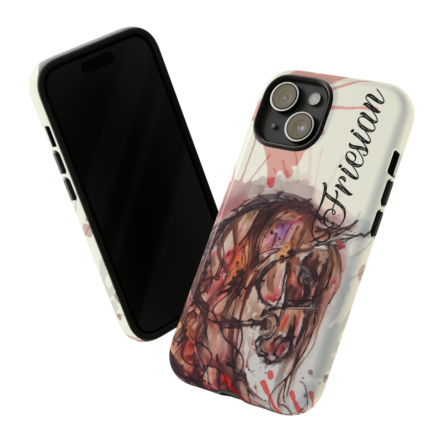 Friesian Watercolor Flower crown Horse Horse Lover Gift Study Tough Case Phone Case.