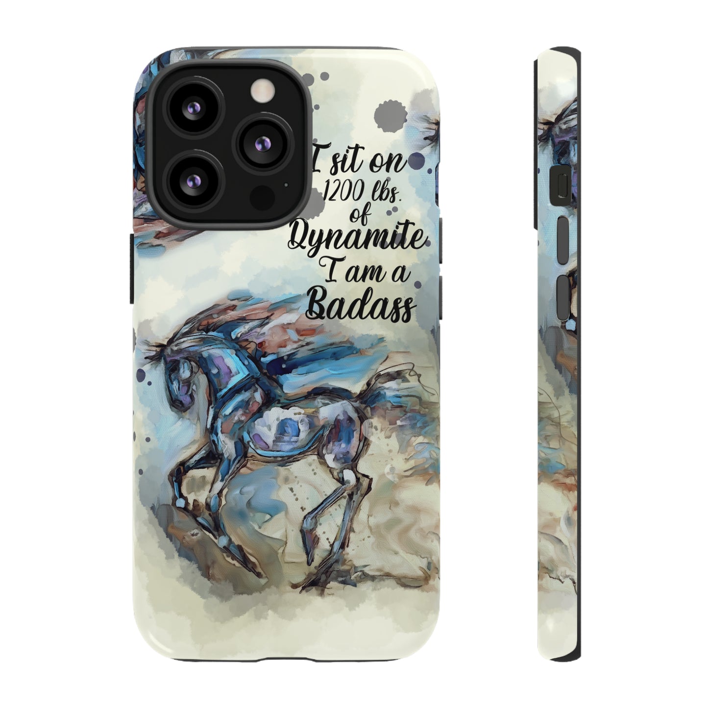 Swearing Equestrian Art .Watercolor Horse Horse Lover Gift Study Tough Case Phone Case.