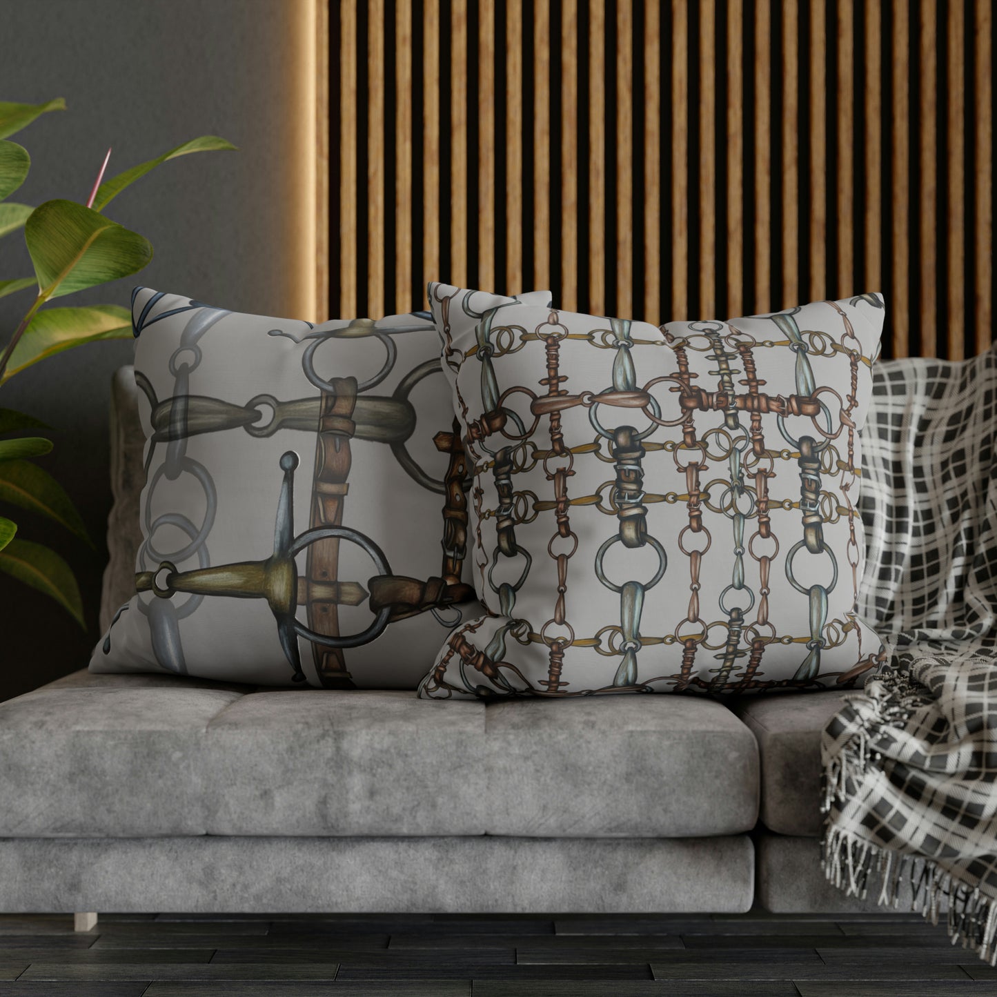 Double sided equestrian bit pattern Polyester Pillowcase 24x24 My original Artwork