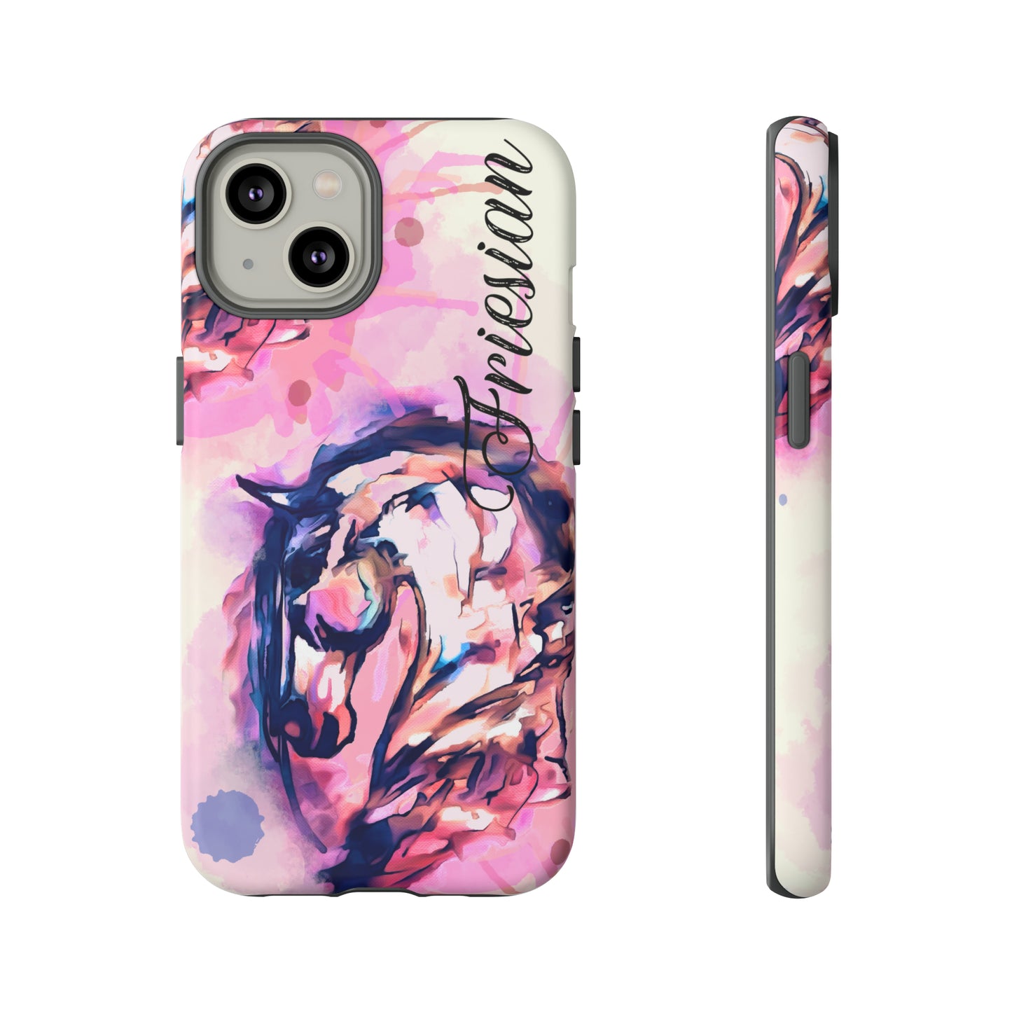Friesian Watercolor Flower crown Horse Horse Lover Gift Study Tough Case Phone Case.