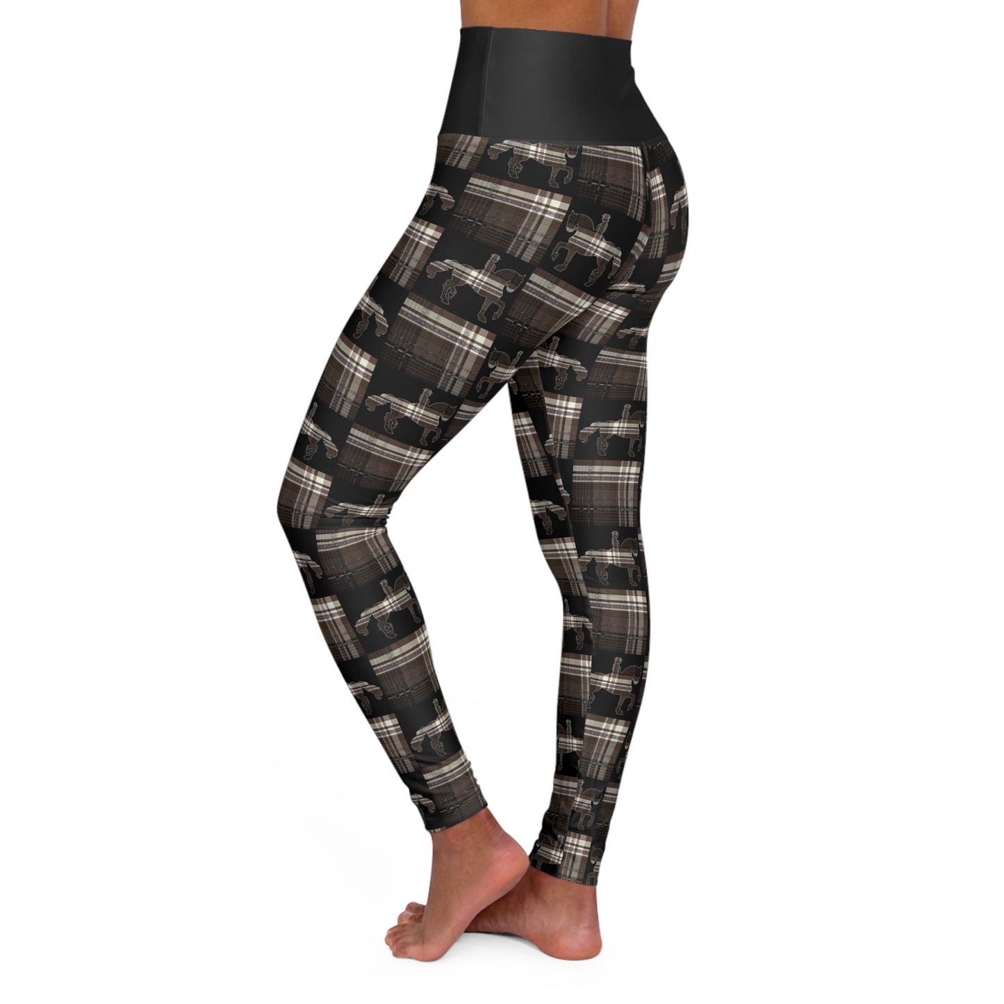Dressage Piaffe Plaid High Waisted Yoga Leggings (AOP)