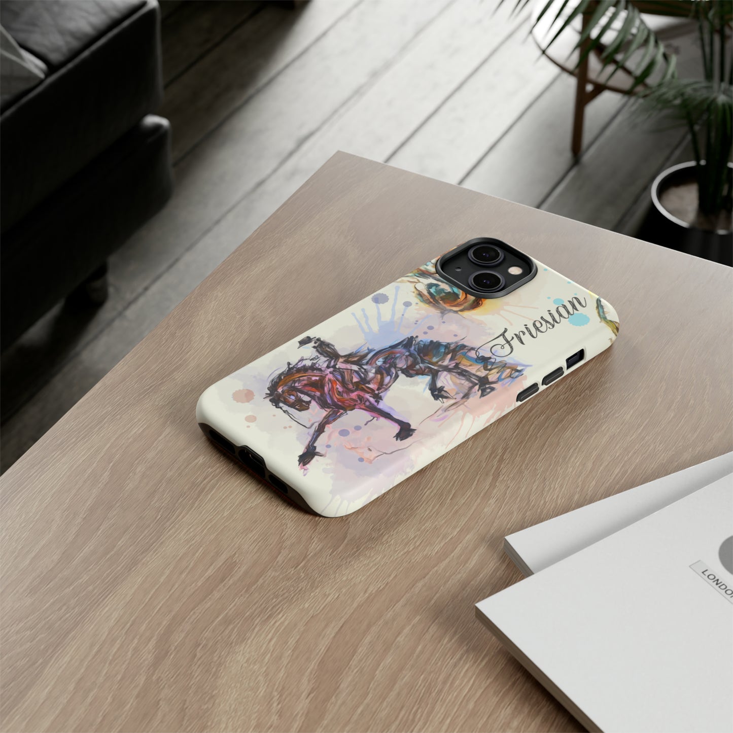 Friesian Watercolor Horse Horse Lover Gift Study Tough Case Phone Case.