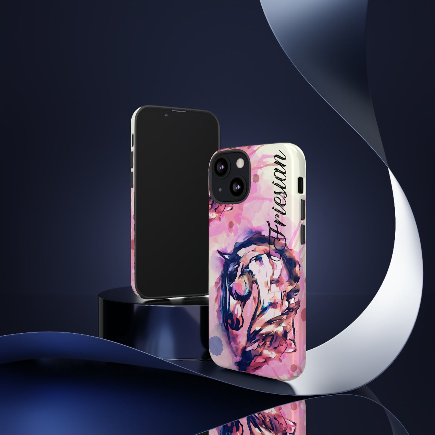 Friesian Watercolor Flower crown Horse Horse Lover Gift Study Tough Case Phone Case.