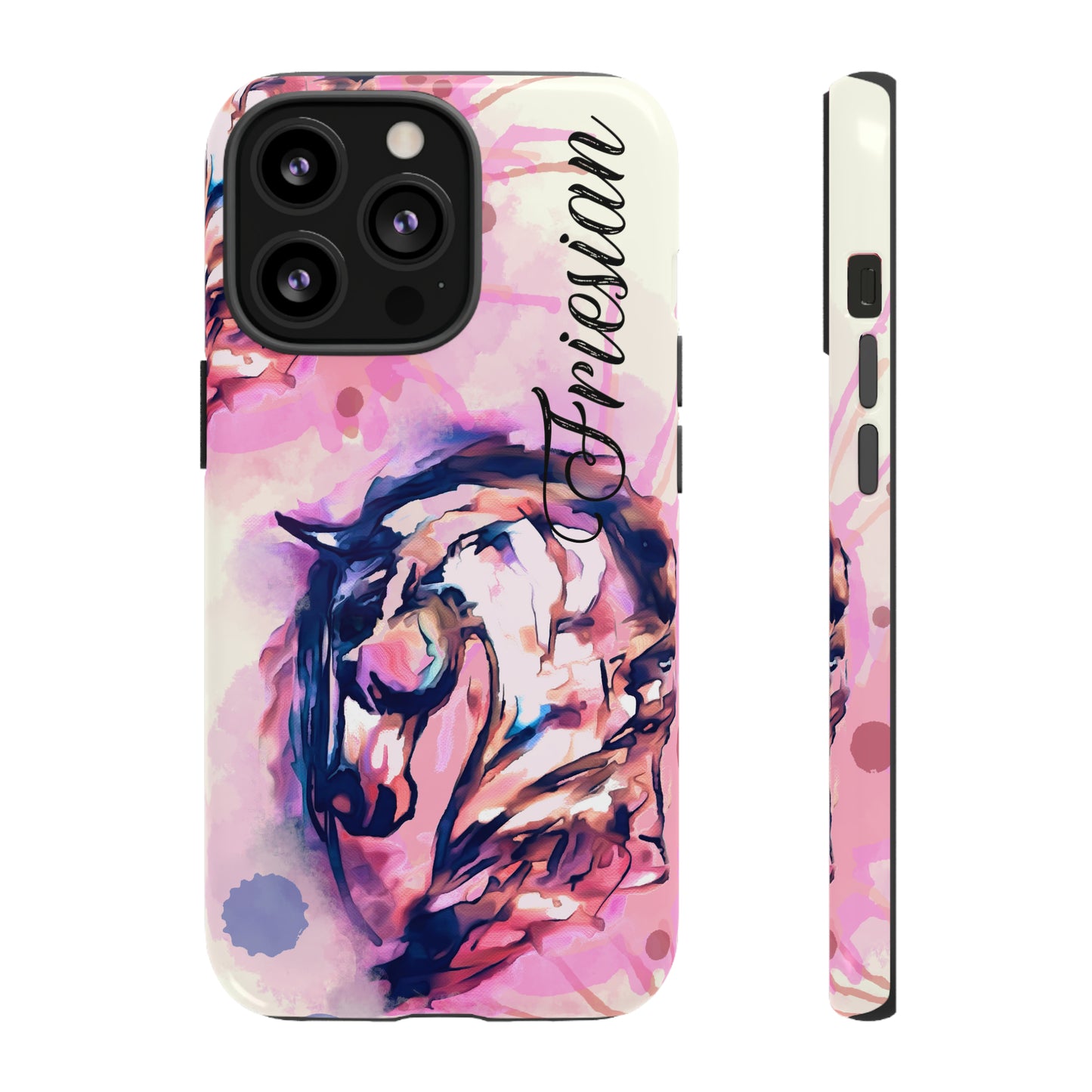 Friesian Watercolor Flower crown Horse Horse Lover Gift Study Tough Case Phone Case.