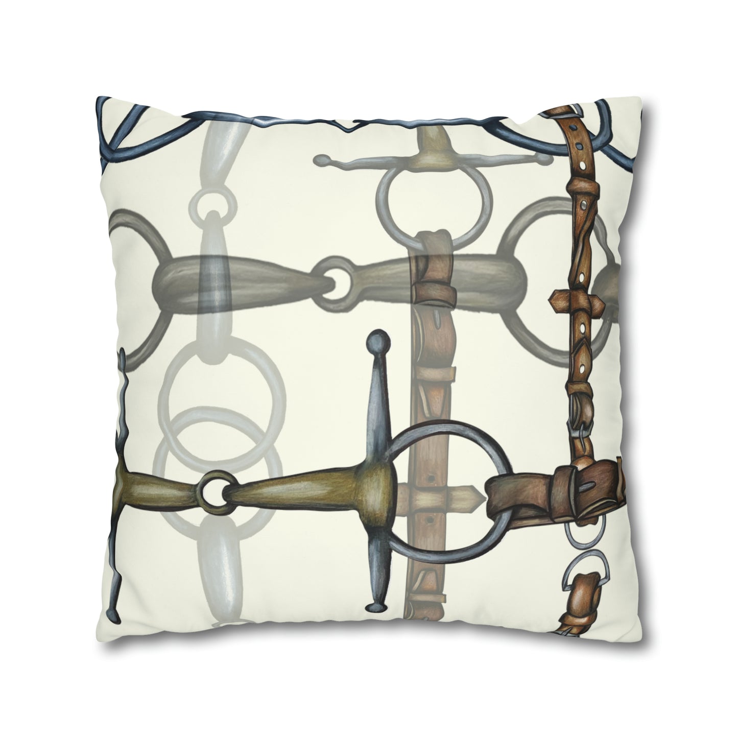 Double sided equestrian bit pattern Polyester Pillowcase 24x24