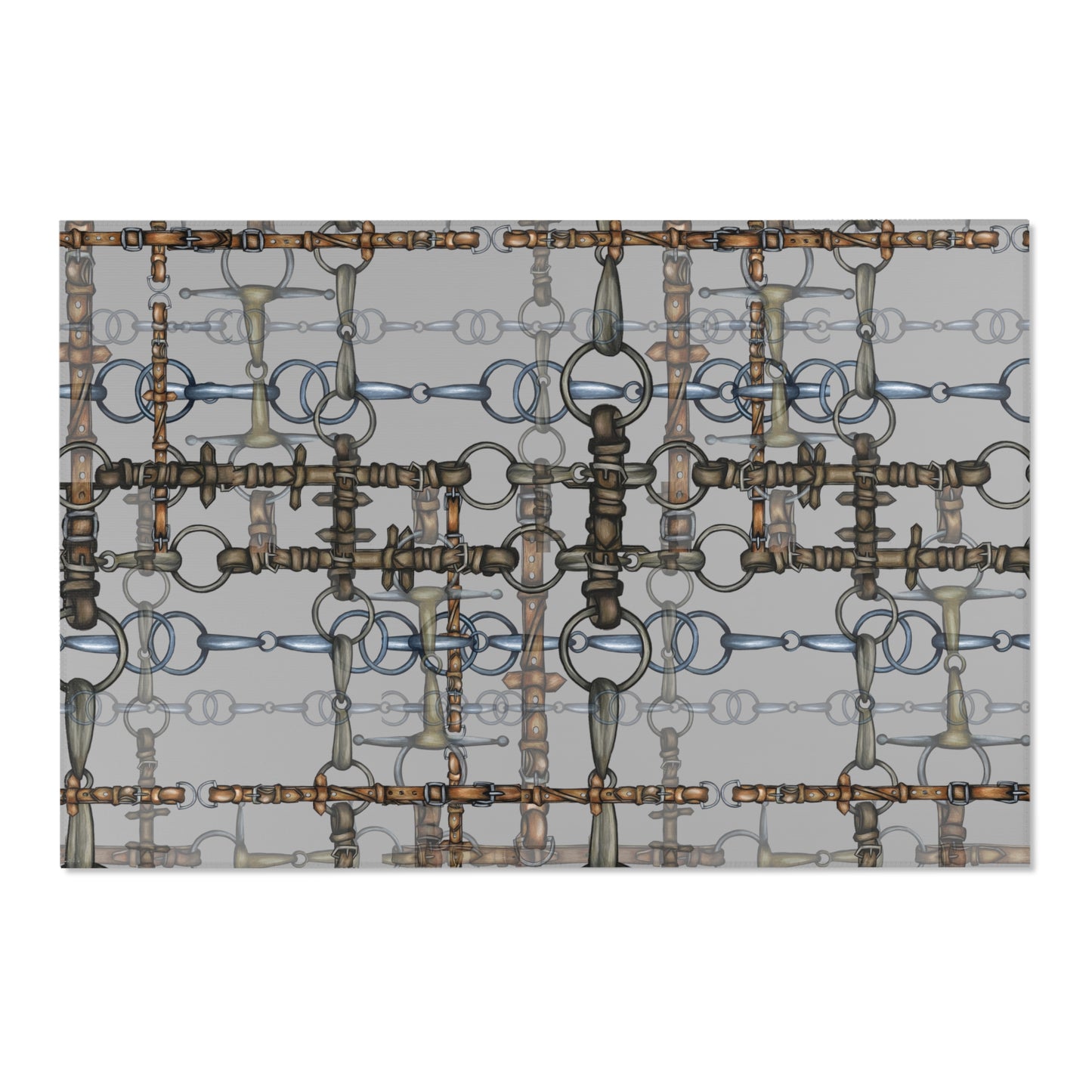 Equestrian Snaffle Bit Pattern Area Rug - Show Stall Mat - Tack Room Rug - Horse Lovers Gift