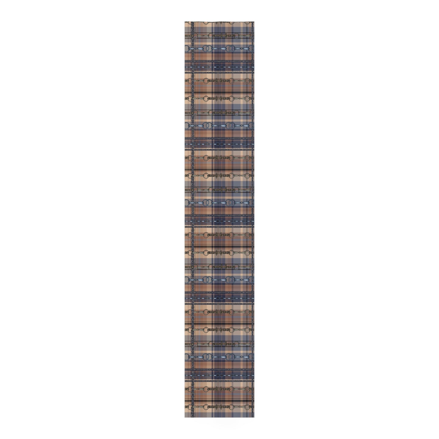 Blue and plaid with Bit overlay Motif Table Runner Trademark Pending