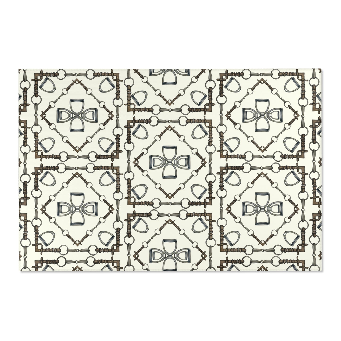 Equestrian Snaffle Bit Pattern Area Rug - Show Stall Mat - Tack Room Rug - Horse Lovers Gift