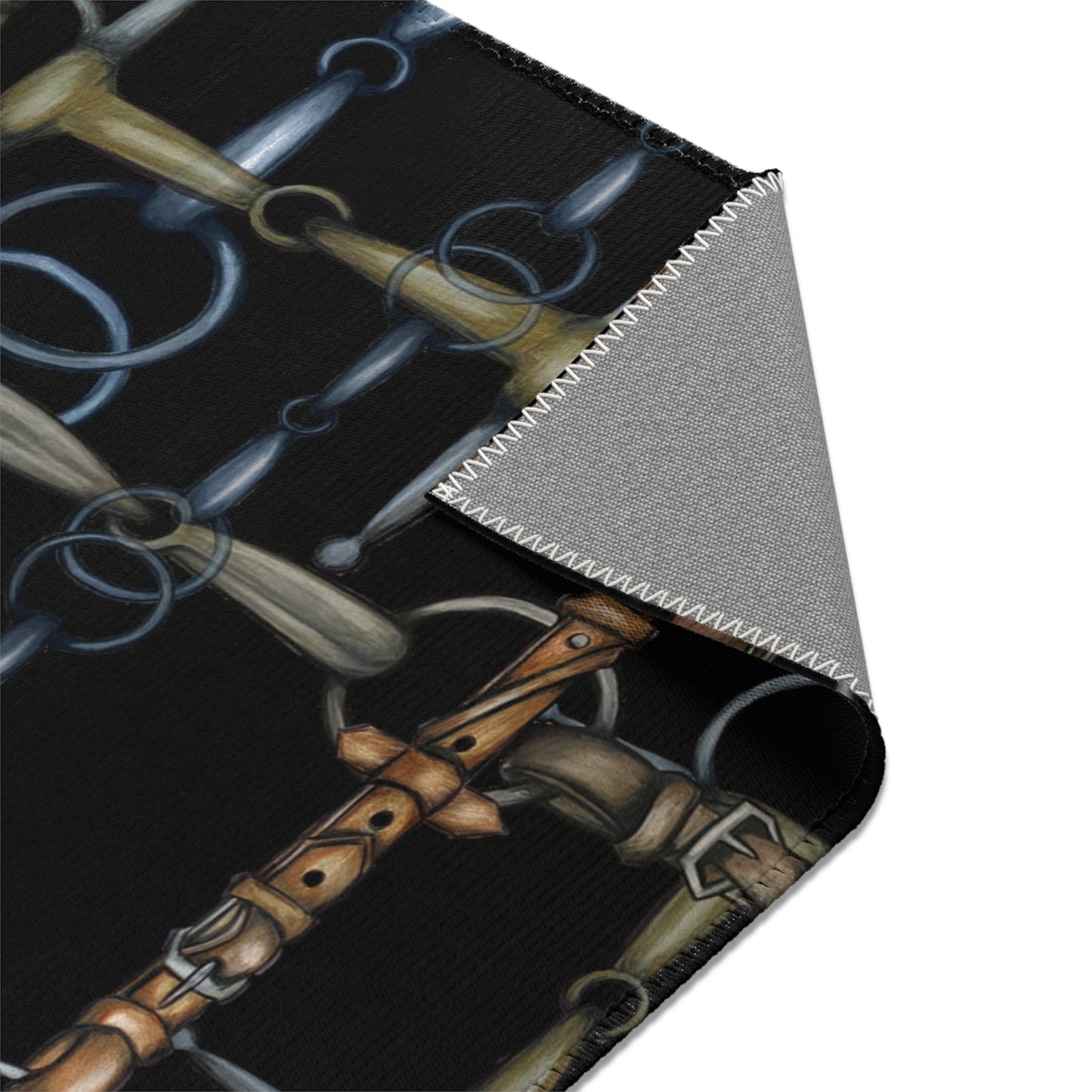 Equestrian Snaffle Bit Pattern Area Rug - Show Stall Mat - Tack Room Rug - Horse Lovers Gift