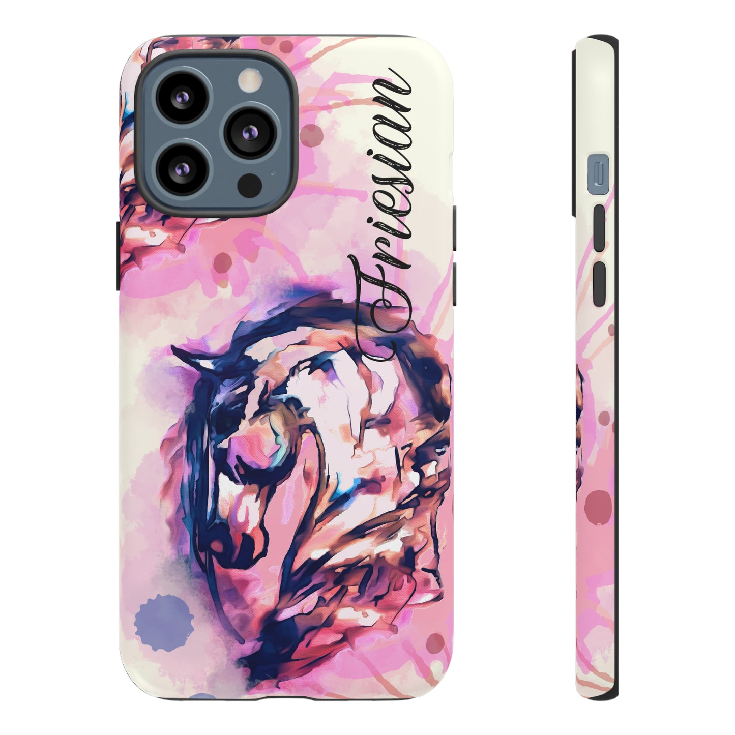 Friesian Watercolor Flower crown Horse Horse Lover Gift Study Tough Case Phone Case.