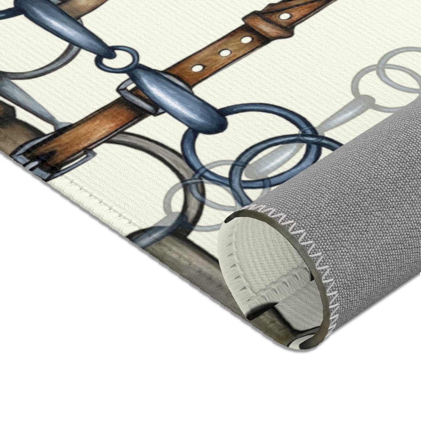 Equestrian Snaffle Bit Pattern Area Rug - Show Stall Mat - Tack Room Rug - Horse Lovers Gift