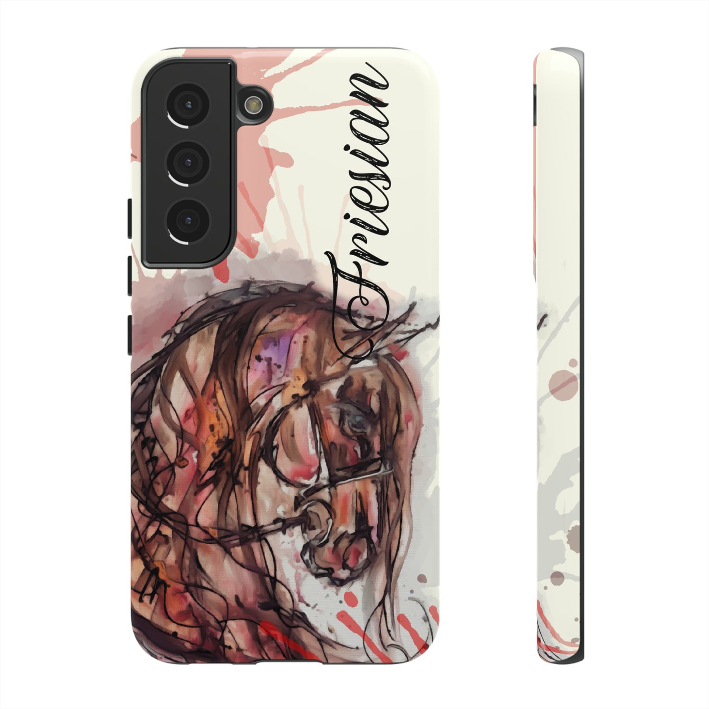 Friesian Watercolor Flower crown Horse Horse Lover Gift Study Tough Case Phone Case.