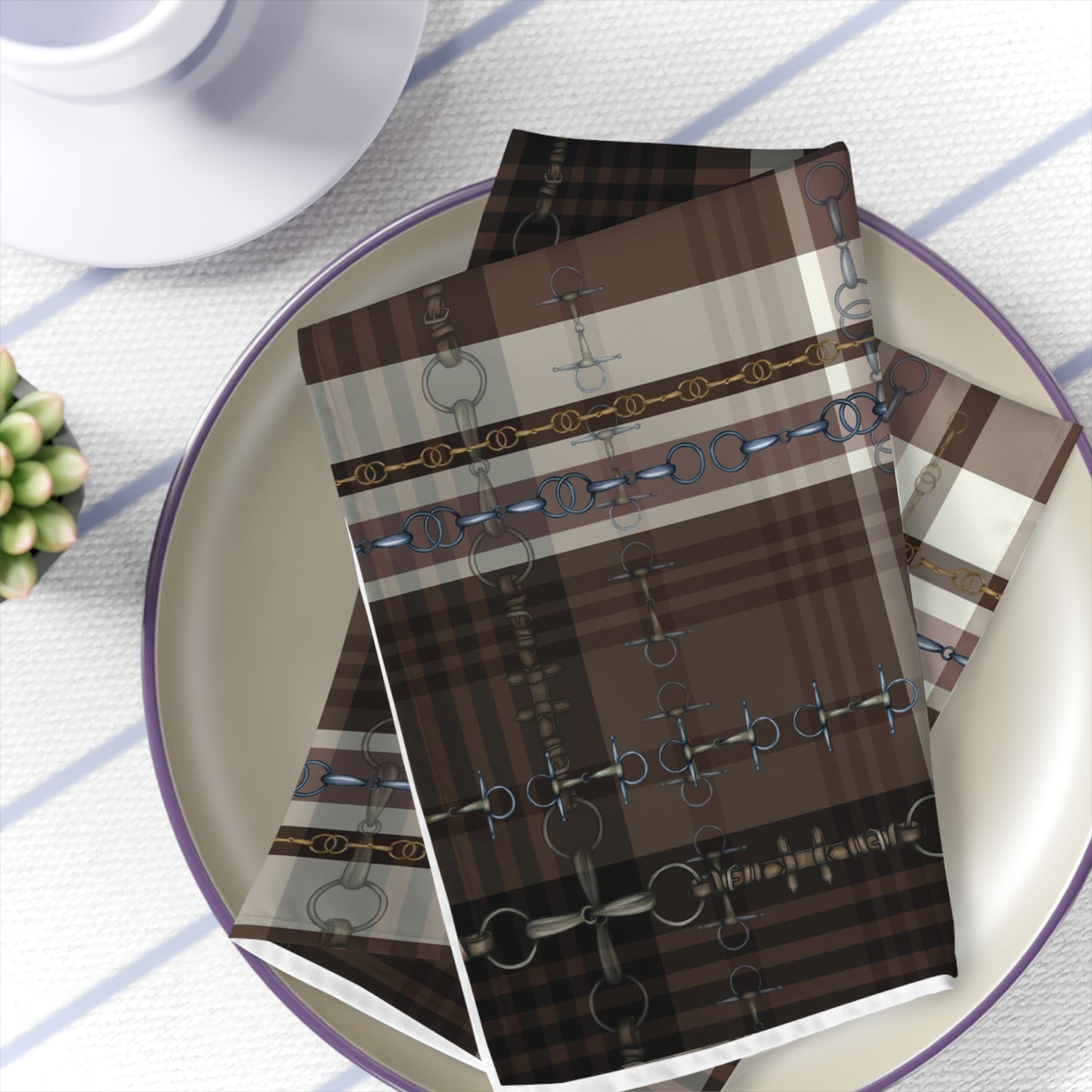 Copy of Brown black Plaid with Bits My Artwork Napkins (Set of 4)