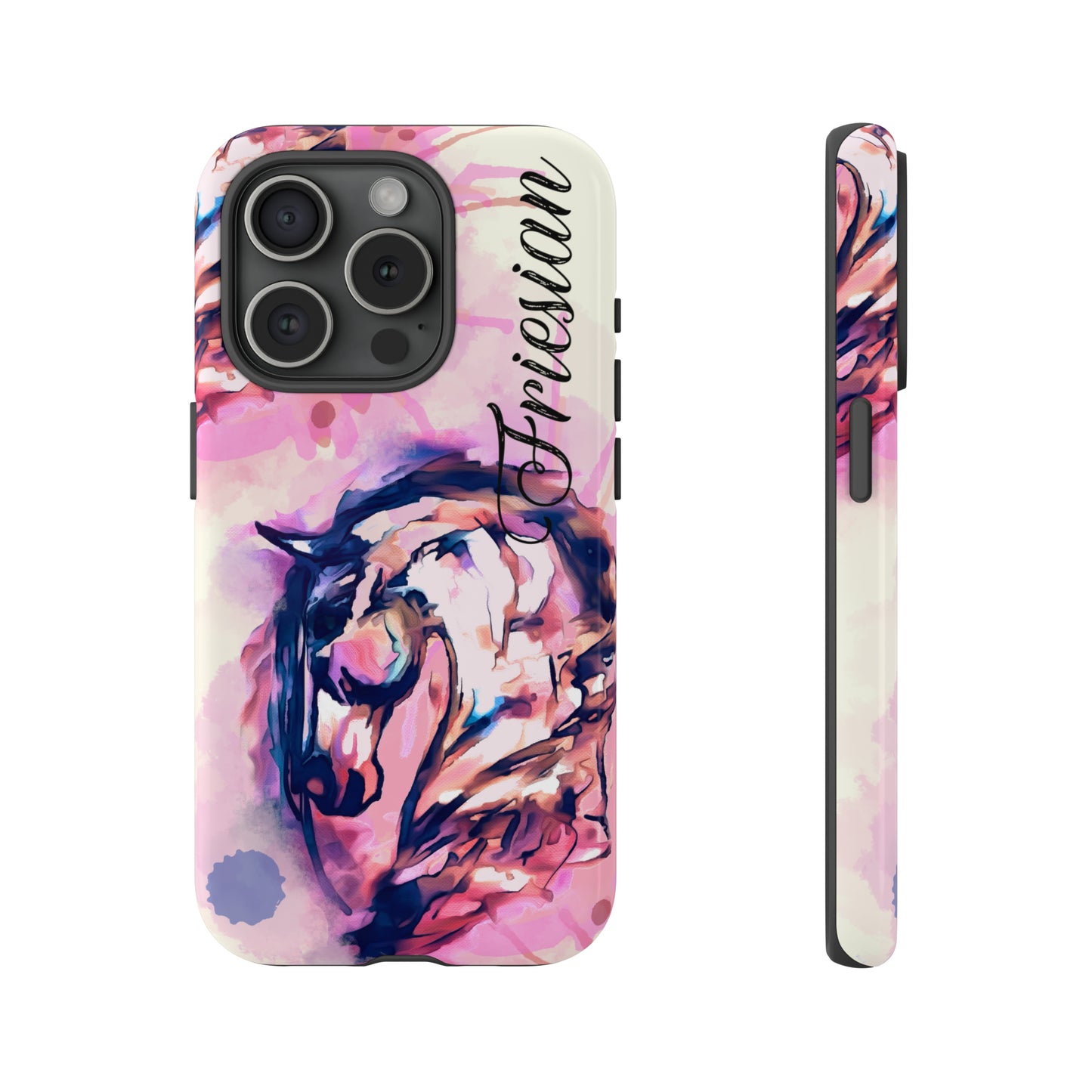 Friesian Watercolor Flower crown Horse Horse Lover Gift Study Tough Case Phone Case.